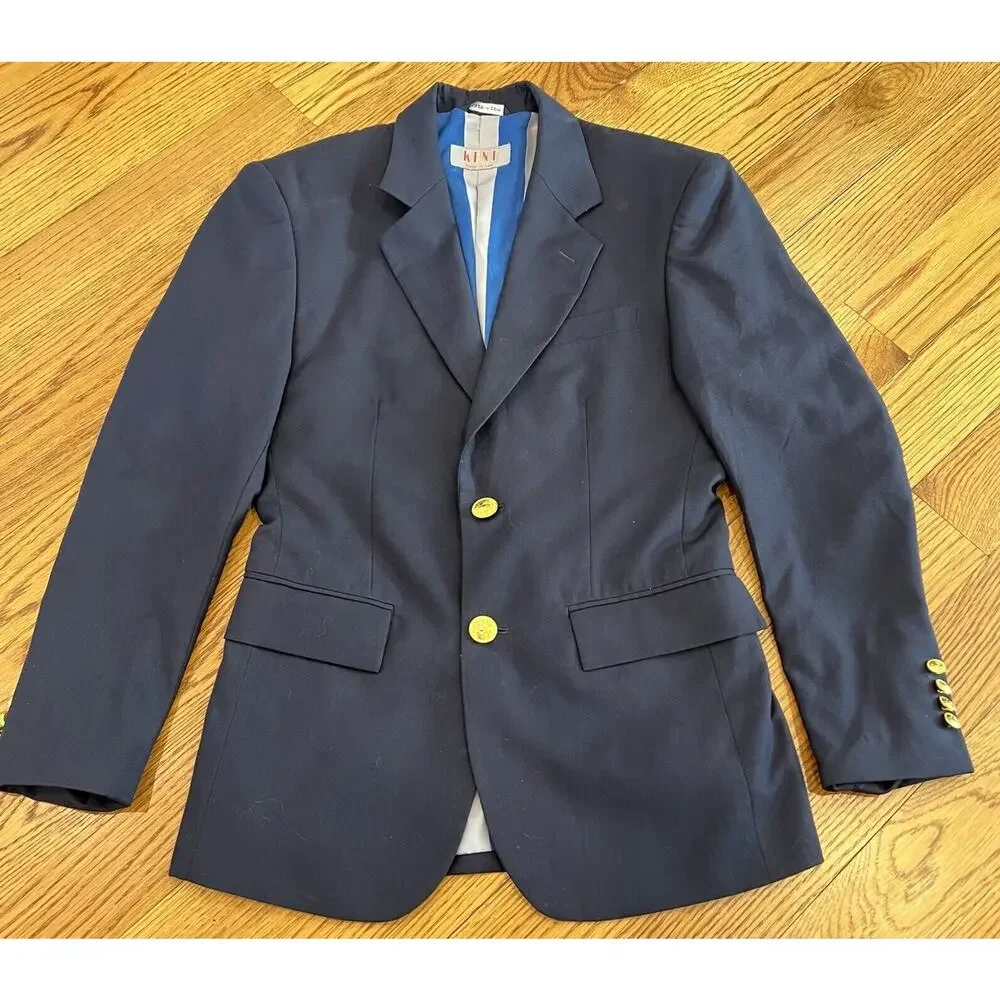 Blaze-In Men’s Size 36S‎ Blazer Preppy Solid Funky Striped Lining Navy Jacket